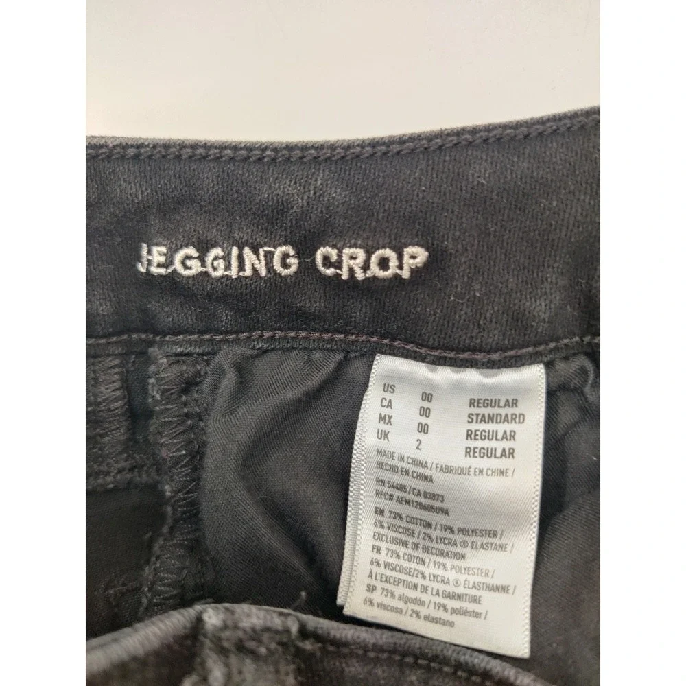 American Eagle Outfitters Jegging Crop Distressed Black Jeans Size 00 Regular